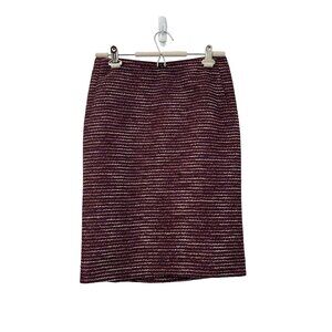 Lafayette 148 New York Womens Burgundy Tweed Mohair Blend Pencil Skirt Size 2